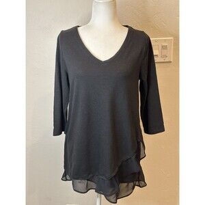 Soft Surroundings Grace Top Layered Chiffon Hem Tunic Size Small H3215